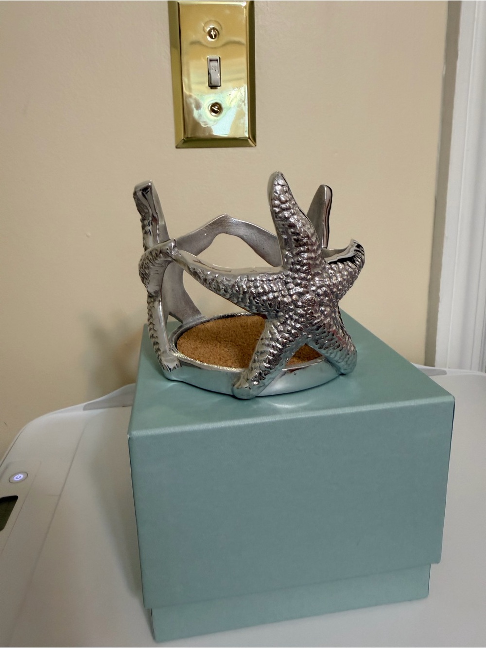 Mariposa Silver Starfish Wine Cozy- Coastal Serveware Accent